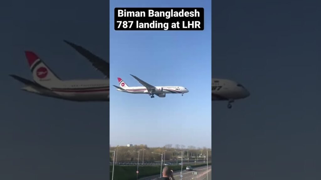 Biman Bangladesh Boeing 787 landing at Heathrow #planespotting #aviation #pilot #bangladesh