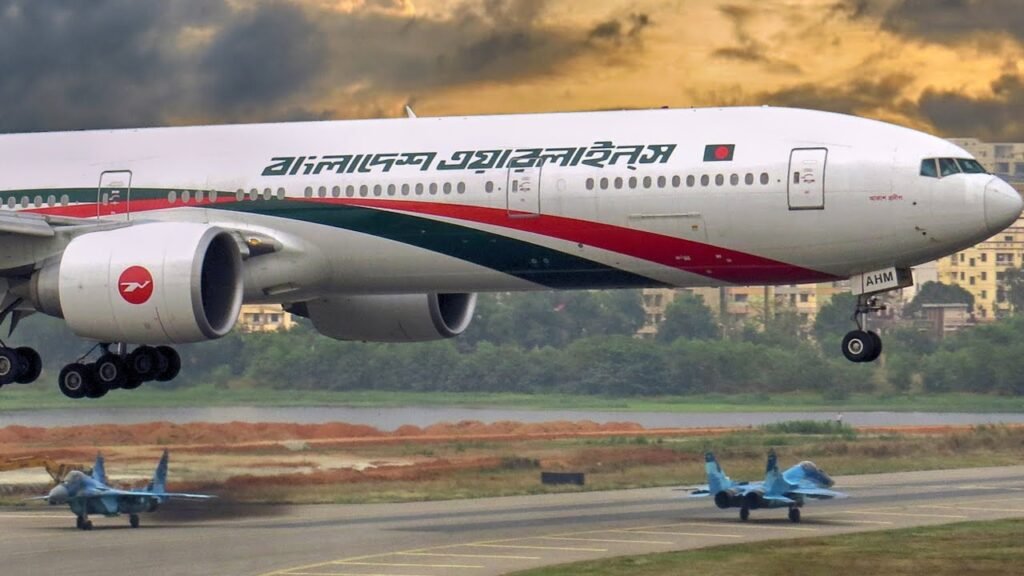 Biman Bangladesh Airlines Flight Landing Dhaka Hazrat Shahjalal international Airport